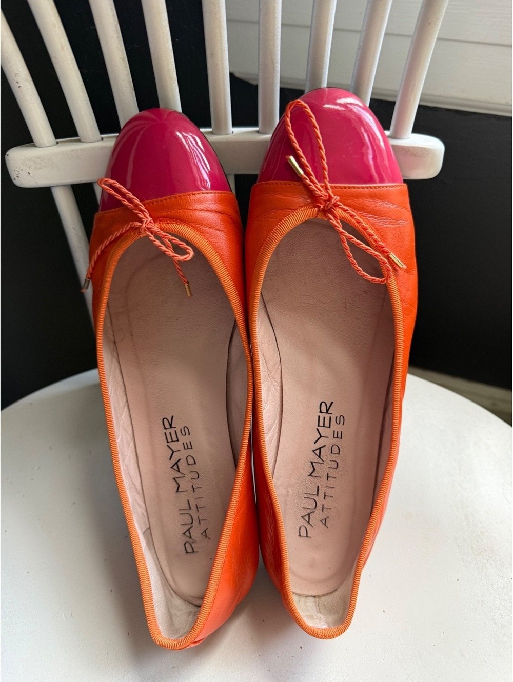 Paul Mayer Attitudes Orange and Pink Cap Toe Ballet Flats